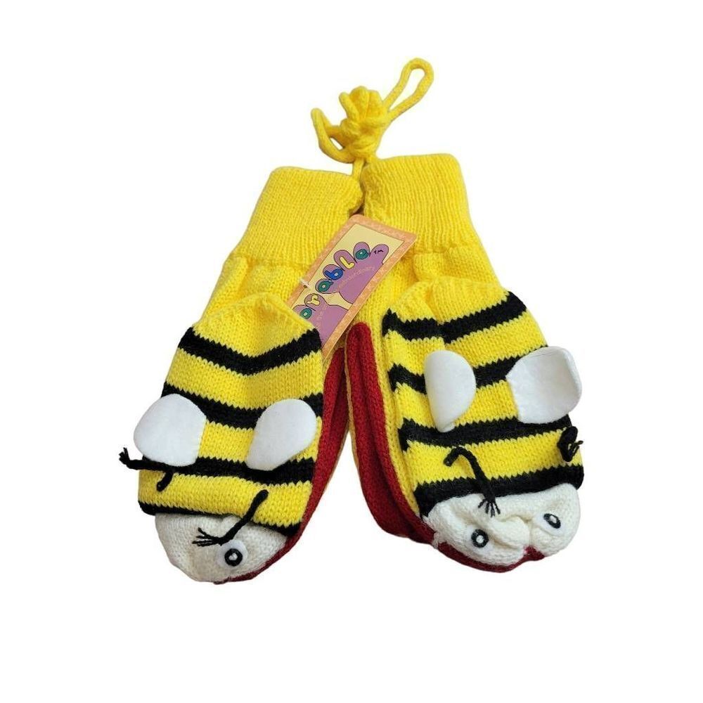 Kidorable Yellow Bee Soft Acrylic Knit Mittens M6/8yrs